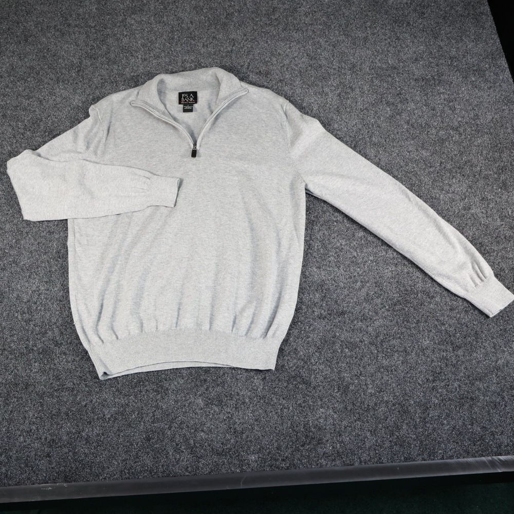 Jos. A. Bank Signature Collection Gray 100% Pima Cotton Quarter Zip Sweater L